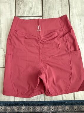 1st Phorm Women's High-Rise Rose Pink Bike Shorts with Side Pockets